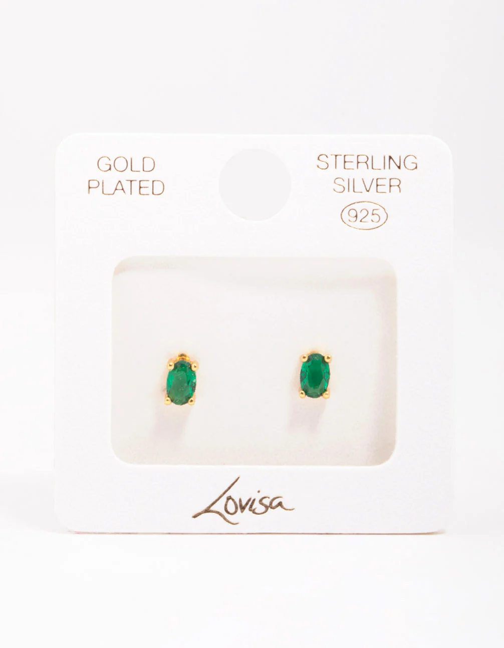 Gold Plated Sterling Silver Oval Stud Earrings - Image 3