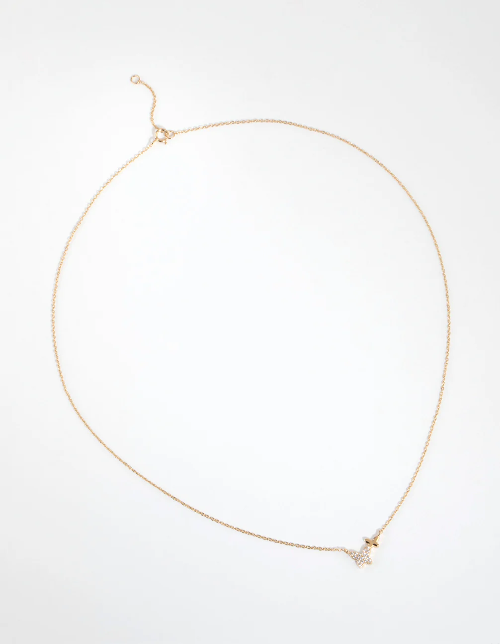 Gold Plated Sterling Silver Diamante Double Pave Butterfly Necklace - Image 2