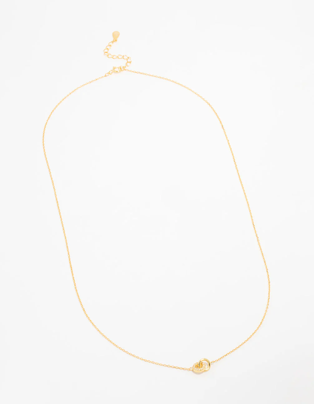 Gold Plated Sterling Silver Pave Link Extra Small Hoop Necklace - Image 2