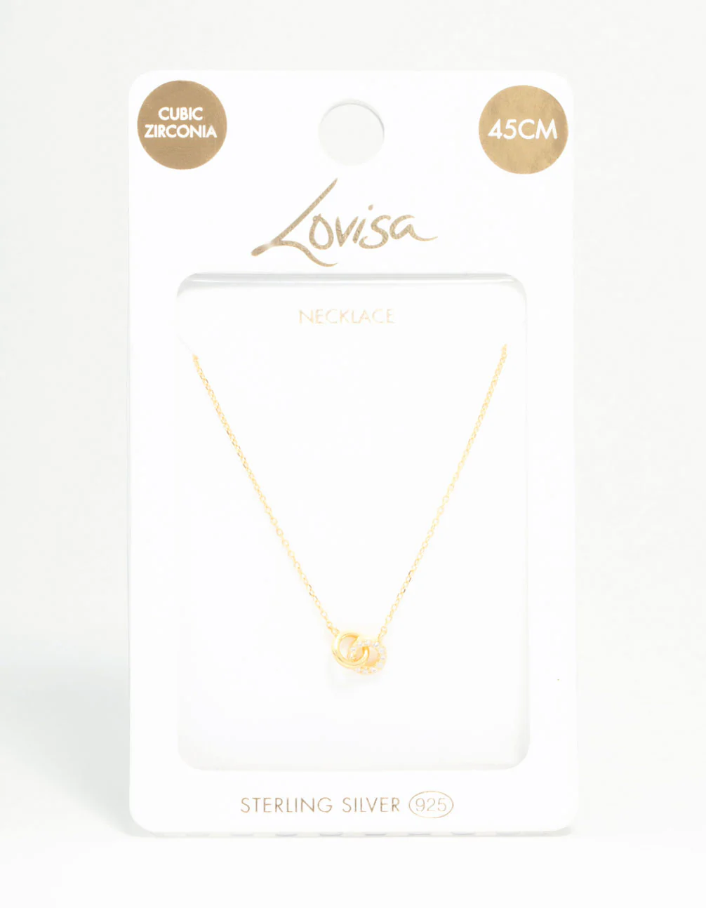 Gold Plated Sterling Silver Pave Link Extra Small Hoop Necklace - Image 3