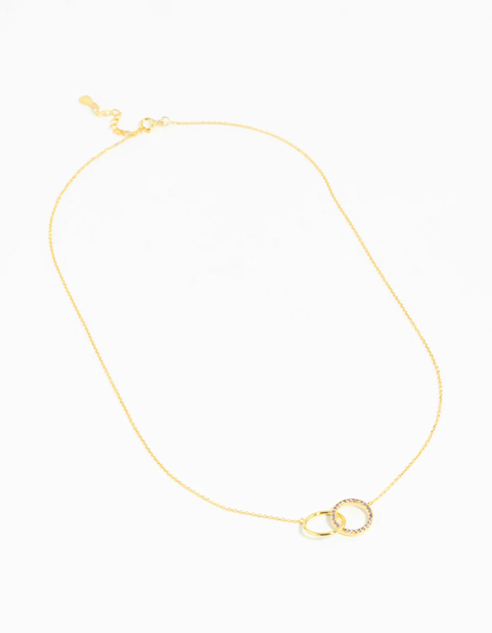 Gold Plated Sterling Silver Pave Link Hoop Necklace - Image 4