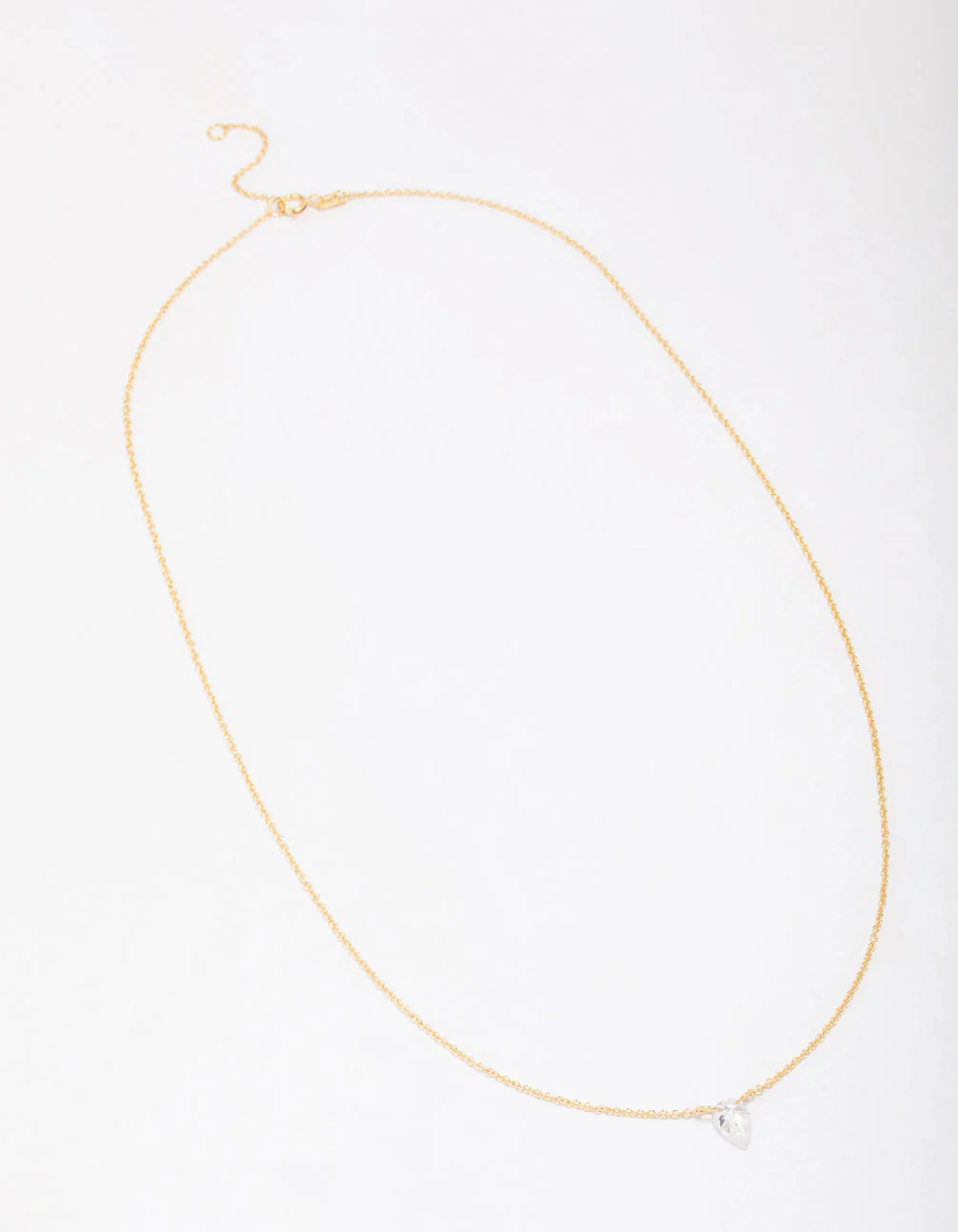 Gold Plated Sterling Silver Pear Cubic Zirconia Chain Necklace - Image 2