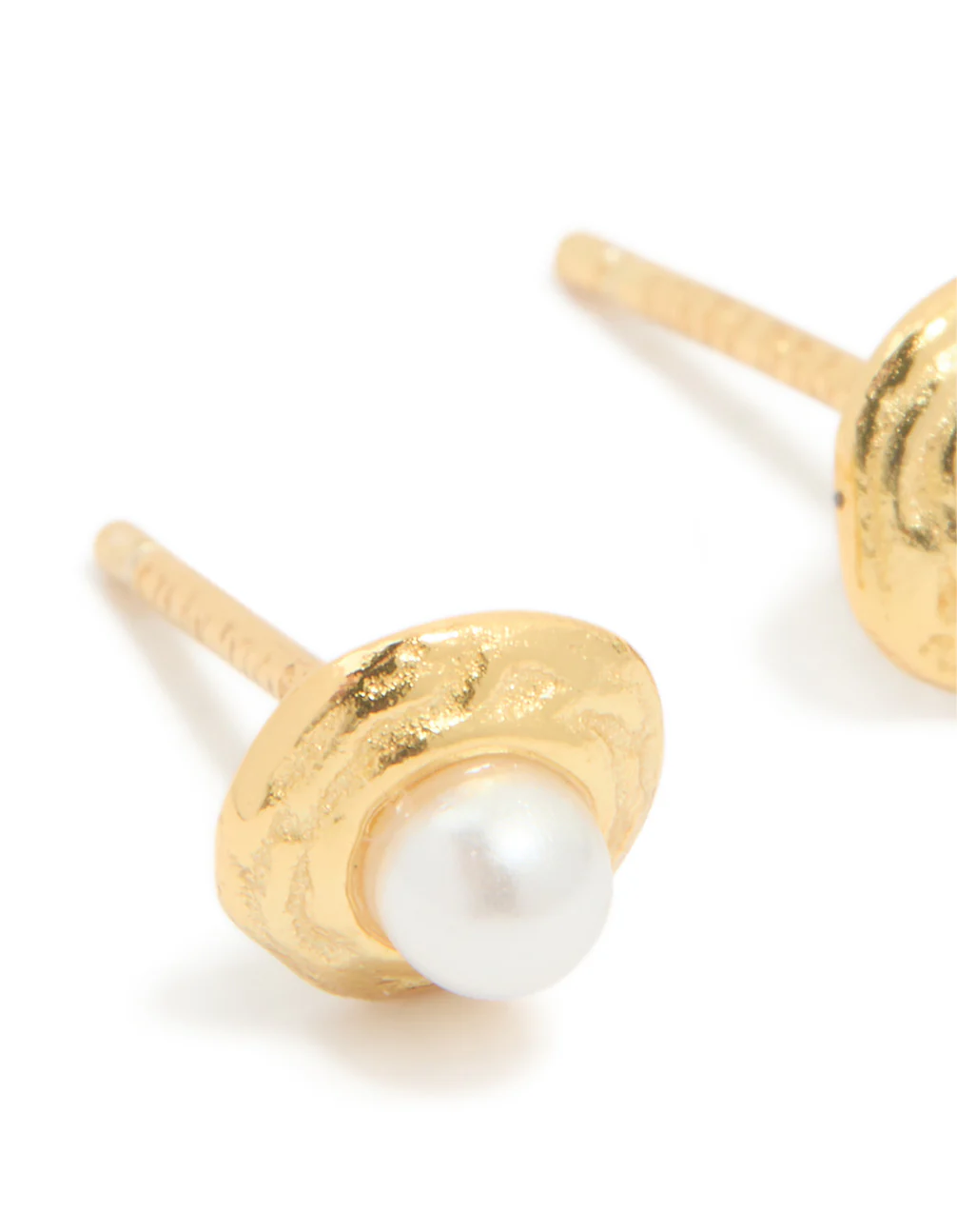 Gold Plated Sterling Silver Pearl Stud Earrings - Image 4