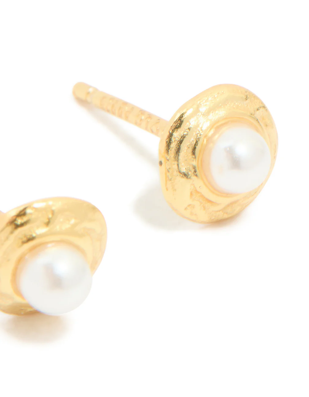 Gold Plated Sterling Silver Pearl Stud Earrings - Image 5
