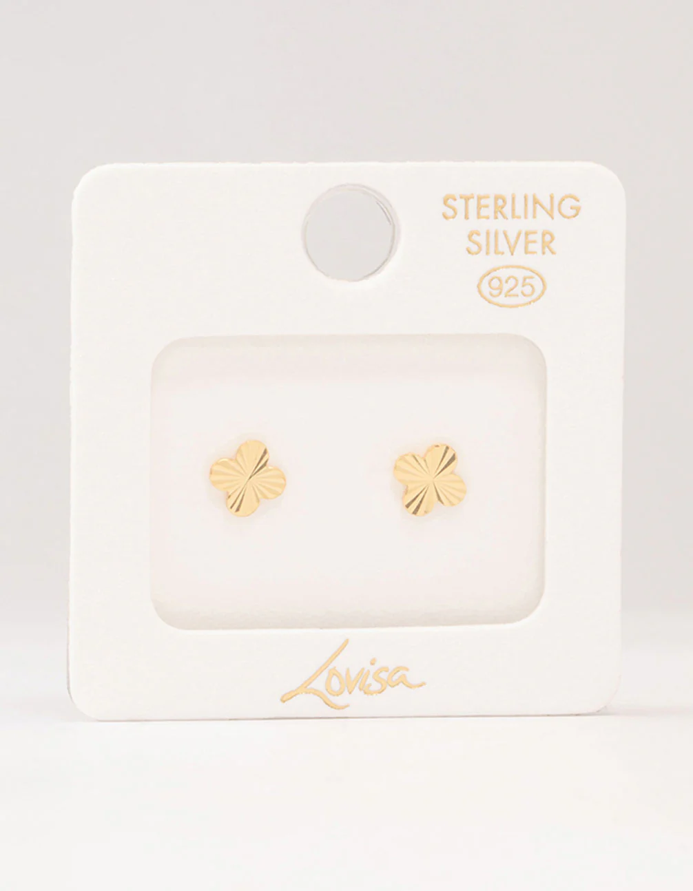 Gold Plated Sterling Silver Ribbed Flower Stud Earrings - Image 3