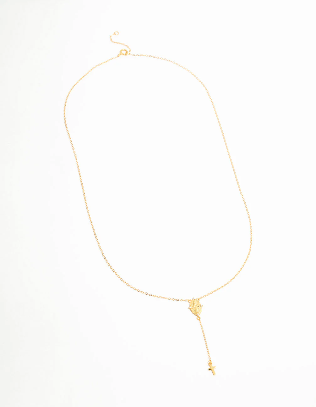 Gold Plated Sterling Silver Rosary Cross Necklace - Image 4
