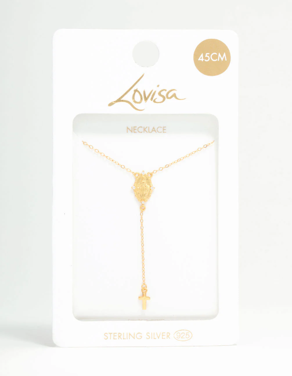 Gold Plated Sterling Silver Rosary Cross Necklace - Image 5