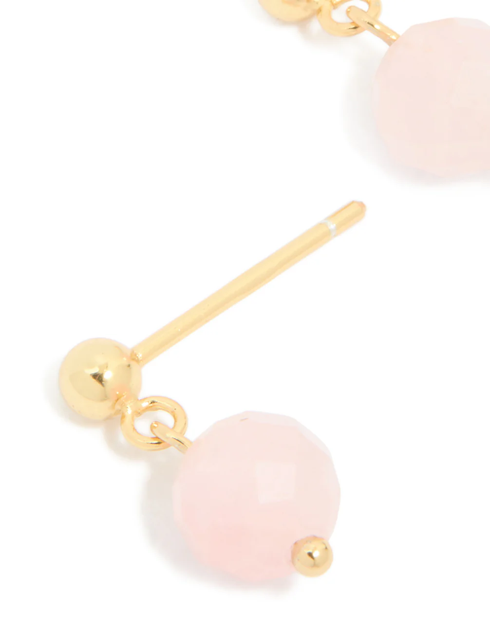 Gold Plated Sterling Silver Rose Quartz Semi Precious Stone Drop Earrings - Image 4