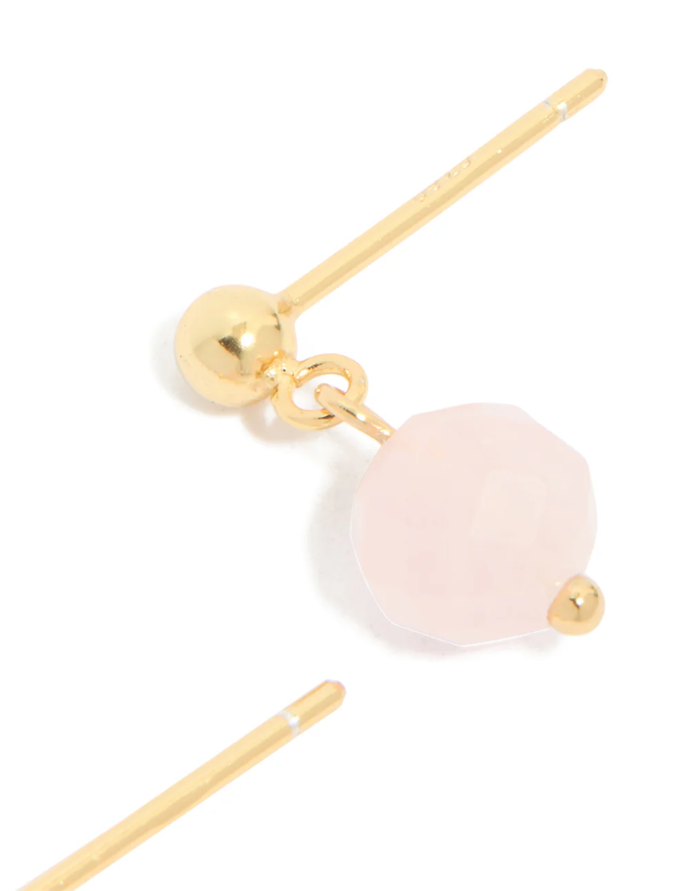 Gold Plated Sterling Silver Rose Quartz Semi Precious Stone Drop Earrings - Image 5