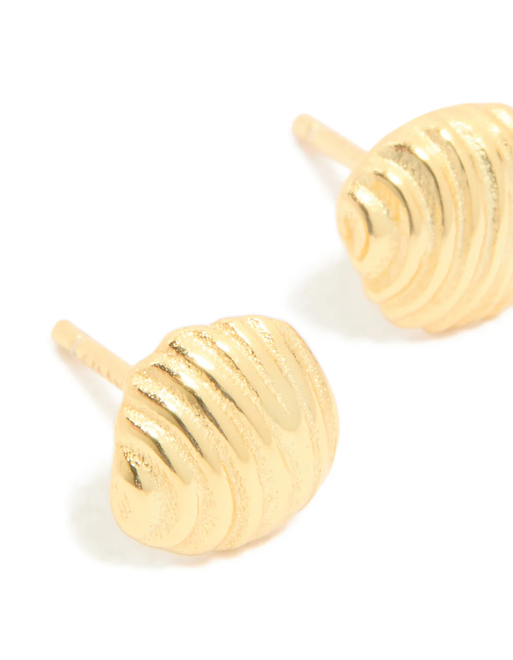 Gold Plated Sterling Silver Round Textured Stud Earrings - Image 4