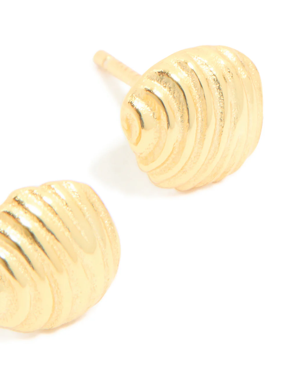 Gold Plated Sterling Silver Round Textured Stud Earrings - Image 5