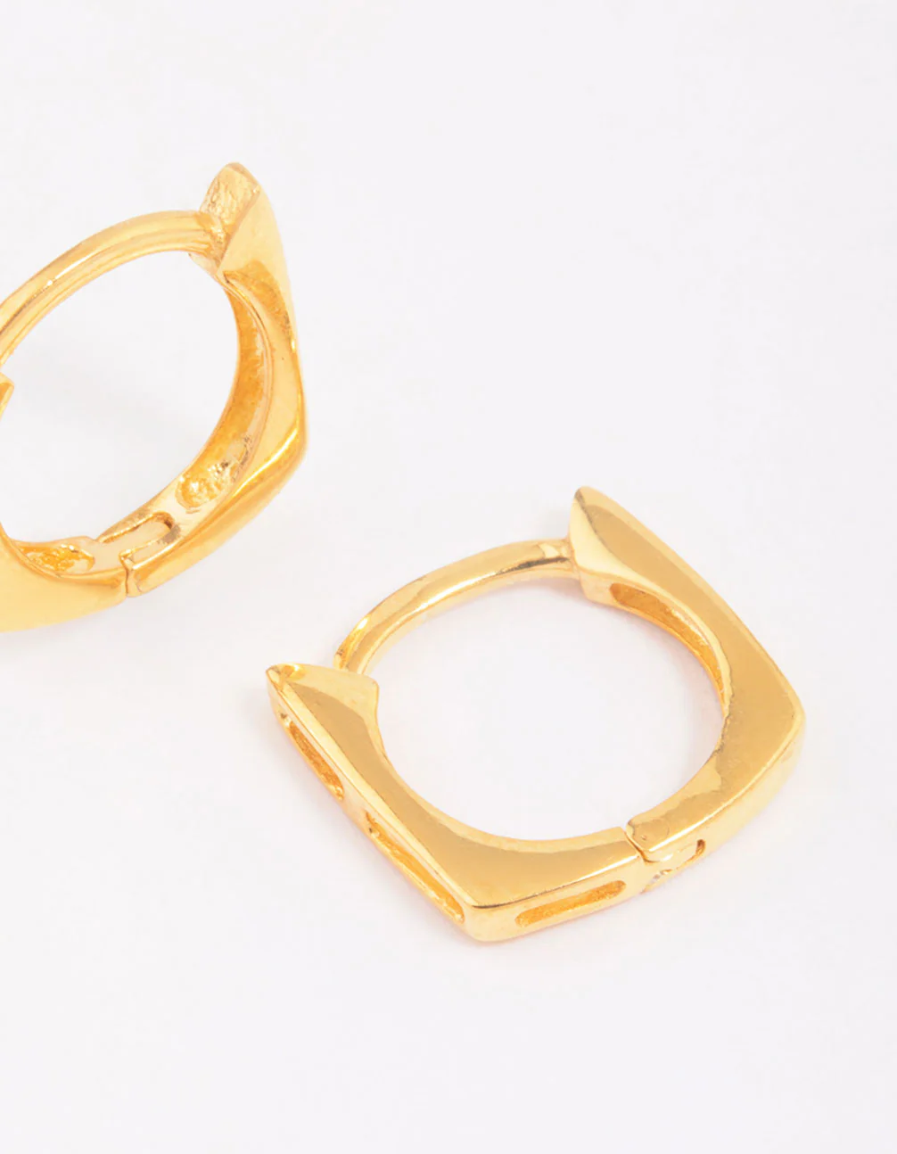 Gold Plated Sterling Silver Square Hoop Earrings - Image 2
