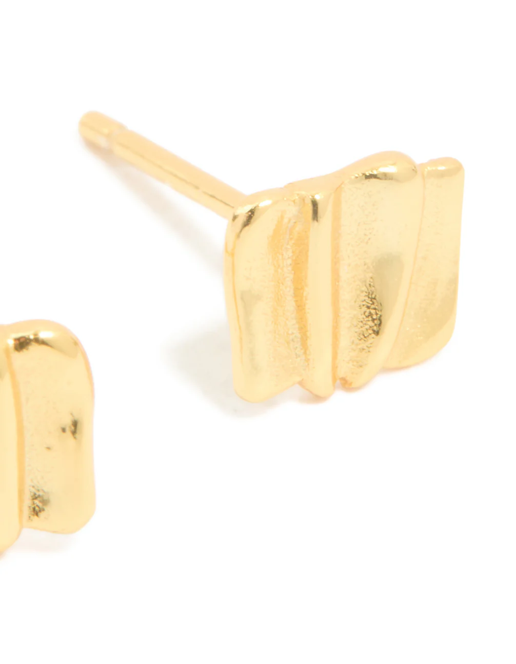 Gold Plated Sterling Silver Square Textured Stud Earrings - Image 5