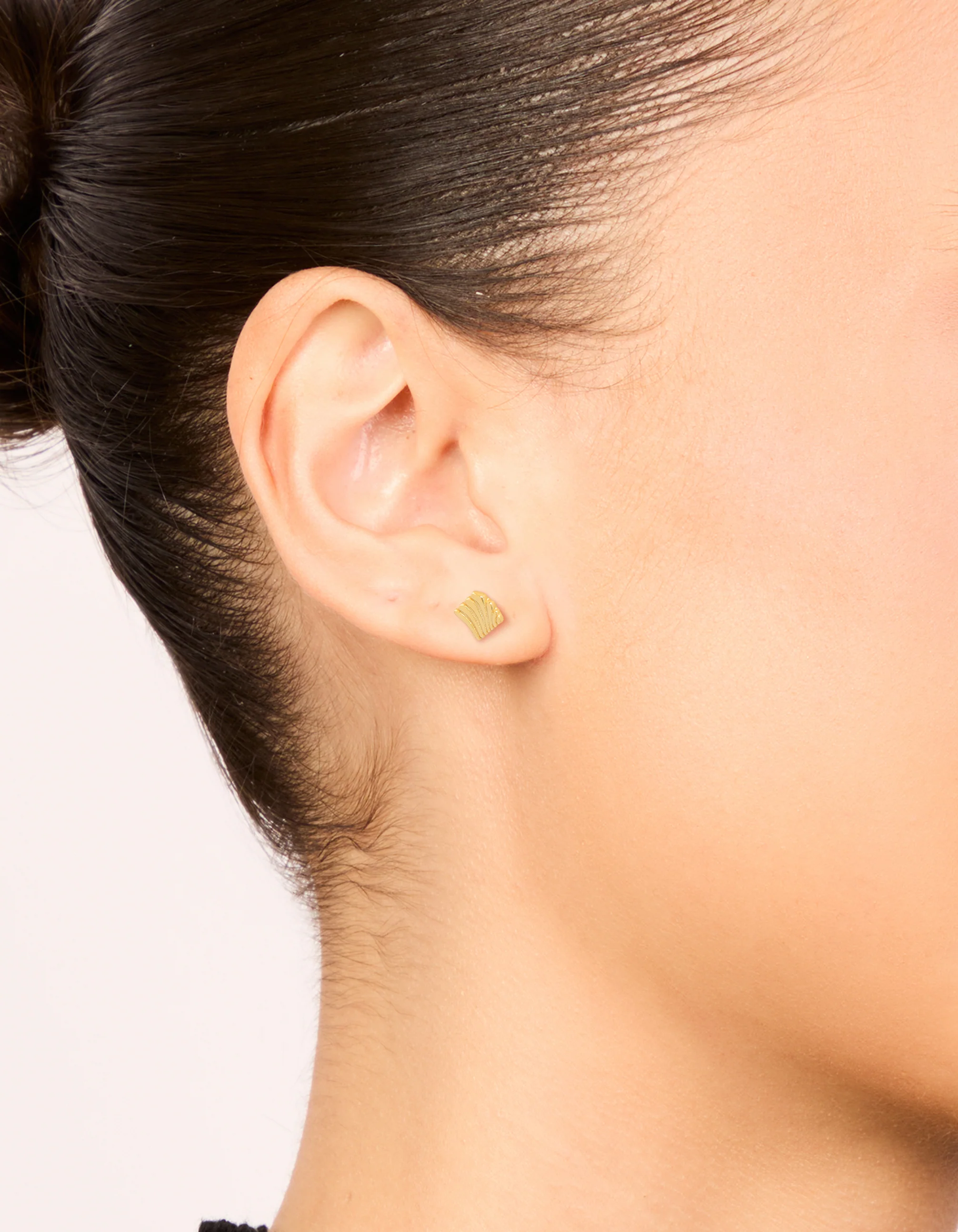 Gold Plated Sterling Silver Textured Stud Earrings - Image 2