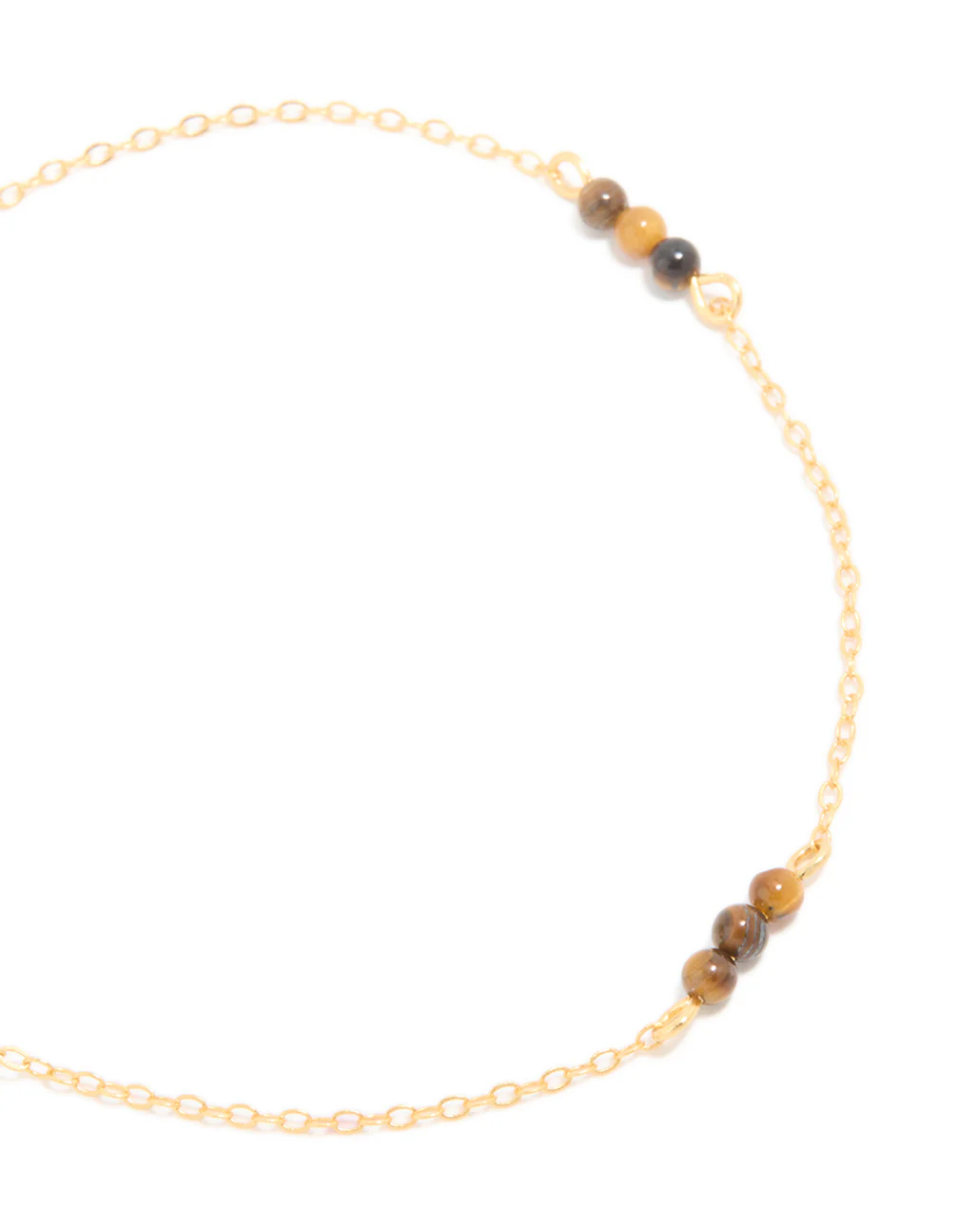 Gold Plated Sterling Silver Tigers Eye Semi Precious Stone Station Bracelet - Image 3