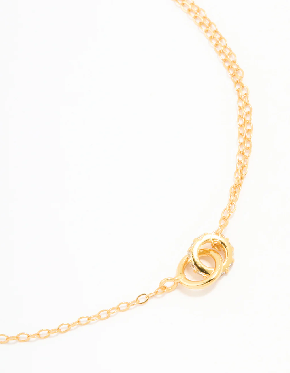 Gold Plated Sterling Silver Tiny Linked Hoops Bracelet - Image 2