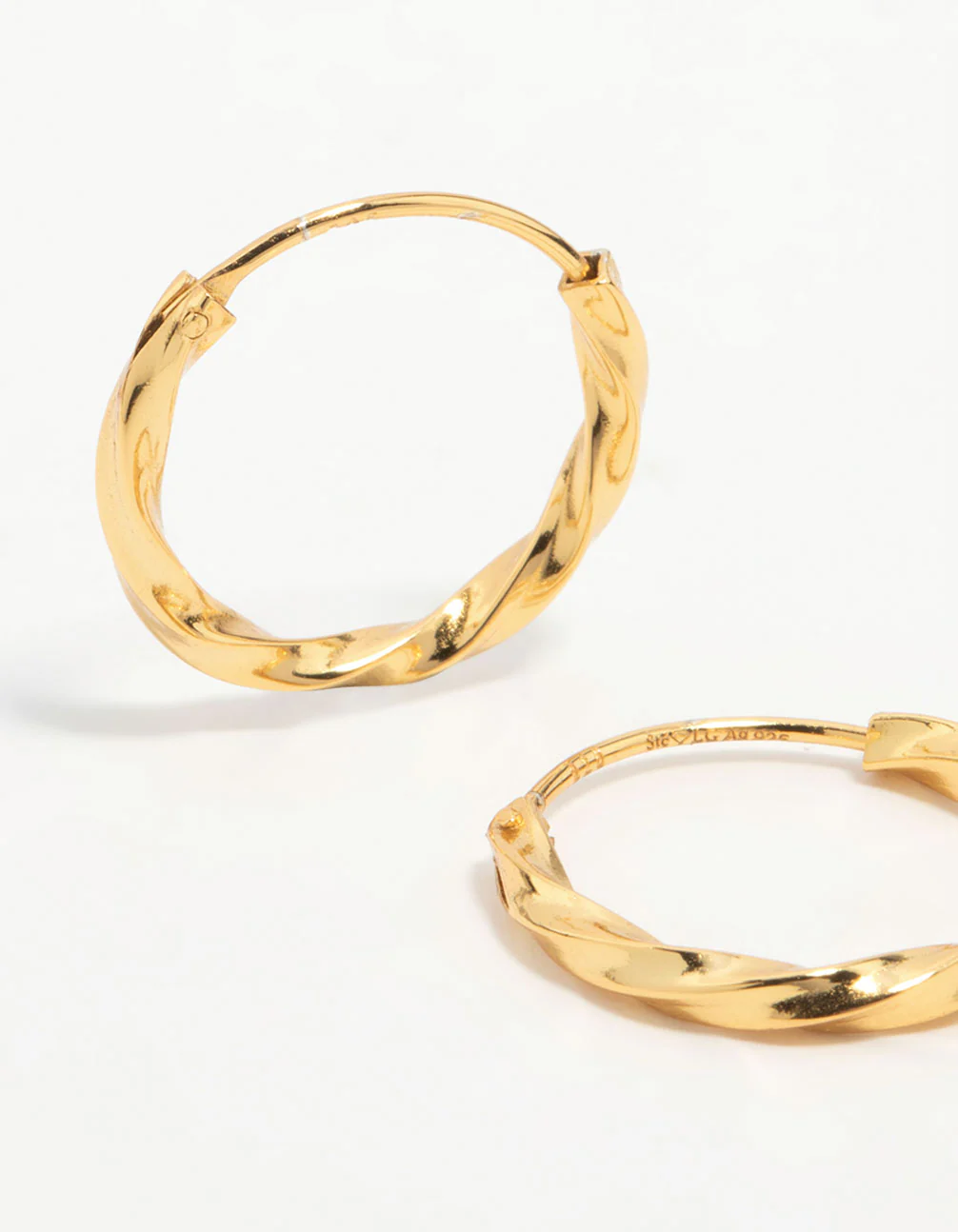 Gold Plated Sterling Silver Twisted Hoop Earrings 15MM - Image 2