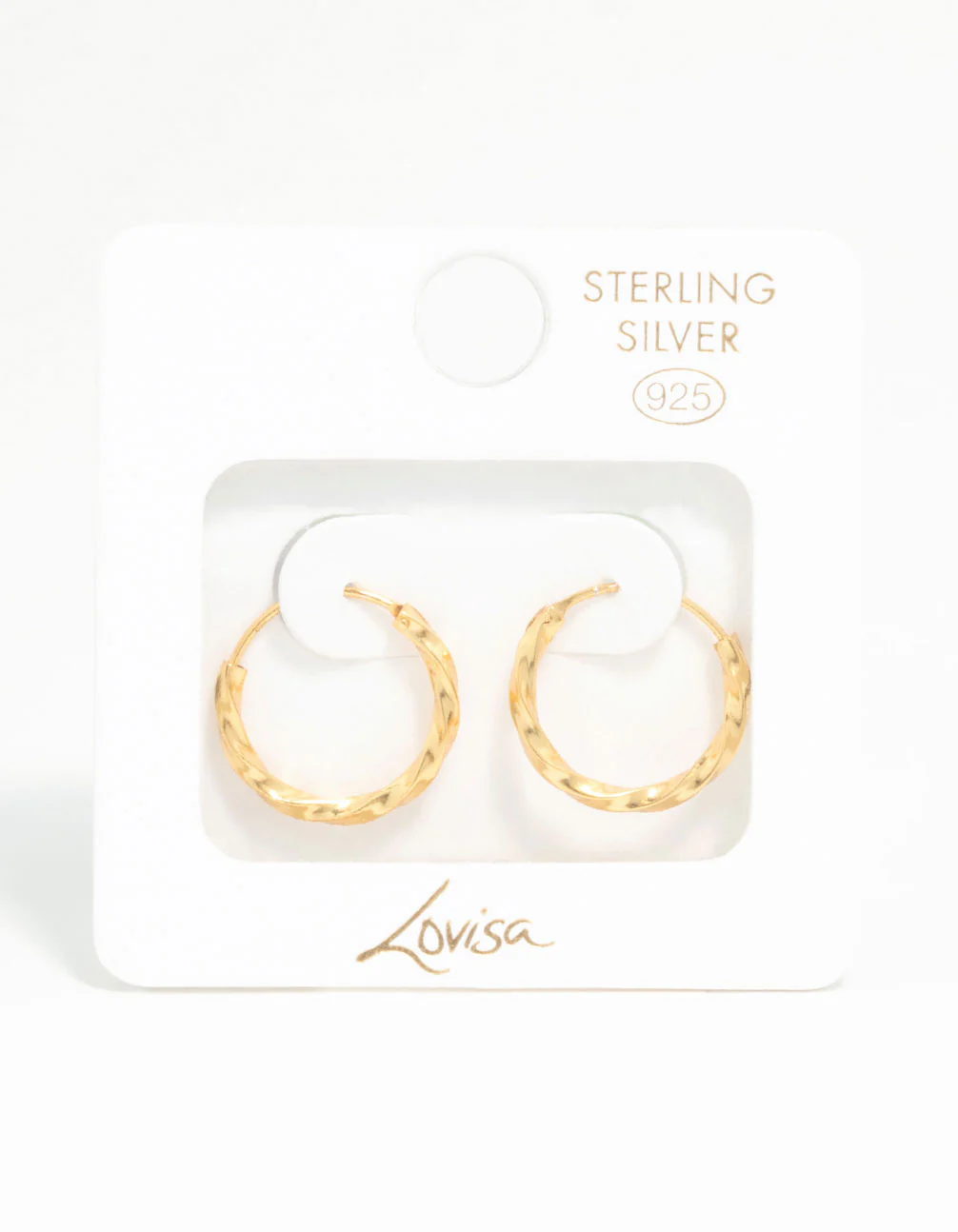 Gold Plated Sterling Silver Twisted Hoop Earrings 15MM - Image 3