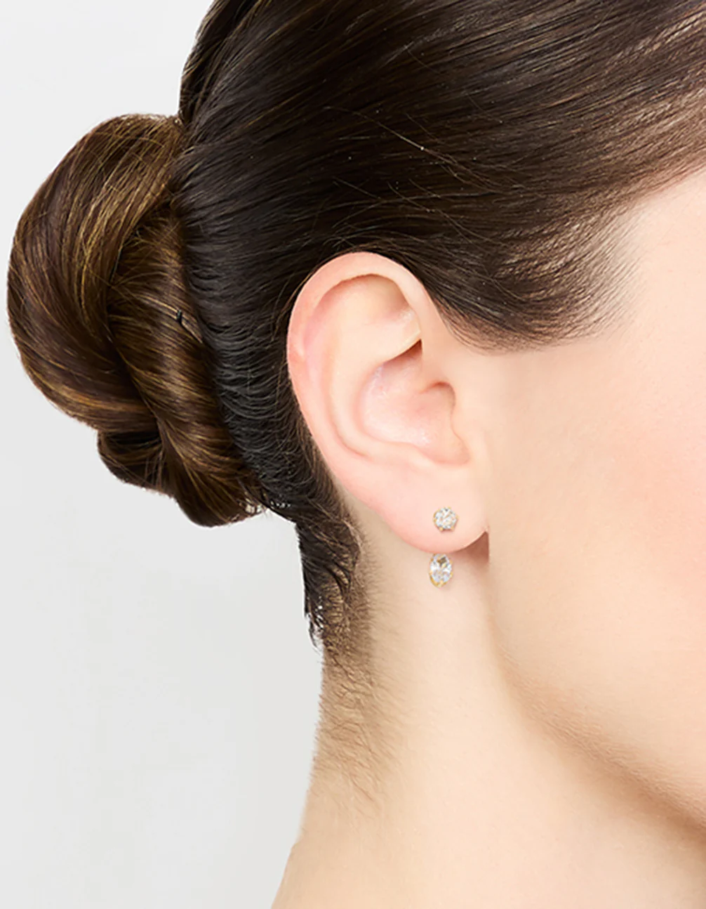 Gold Plated Cubic Zirconia Jacket Earrings - Image 2