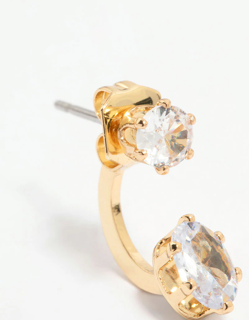 Gold Plated Cubic Zirconia Jacket Earrings - Image 4