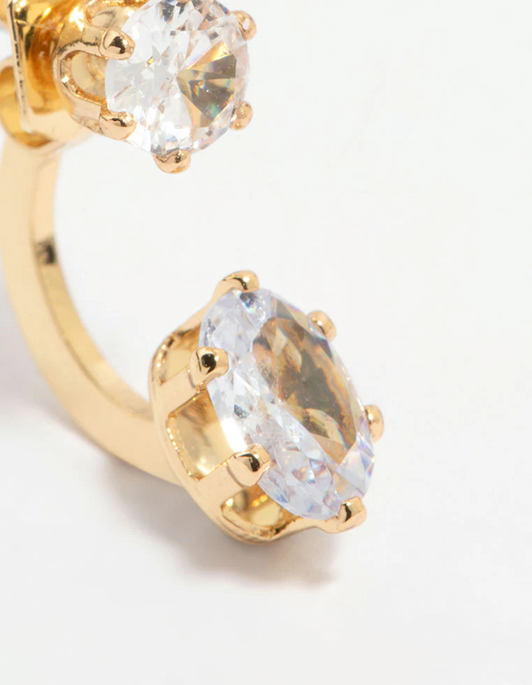 Gold Plated Cubic Zirconia Jacket Earrings - Image 5