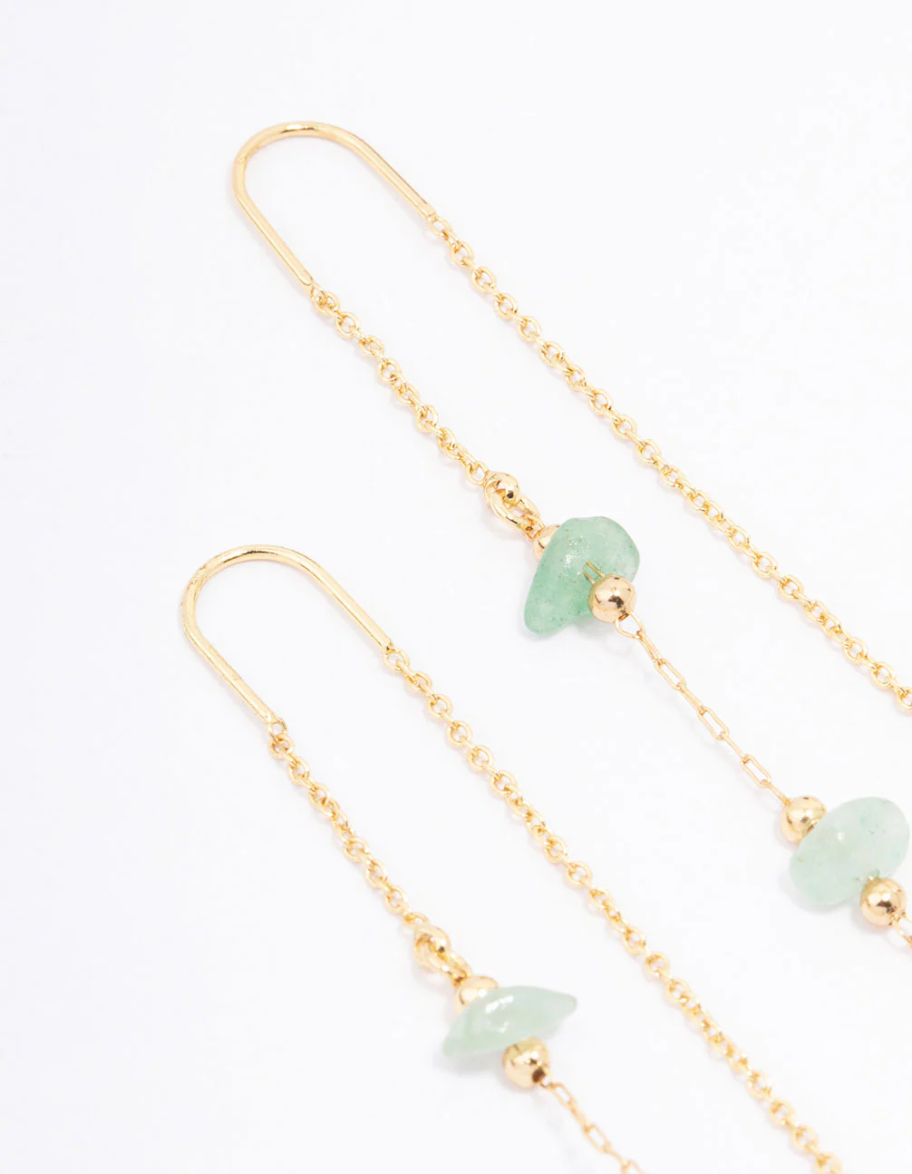 Gold Plated Semi-Precious Trio Stone Drop Earrings - Image 3