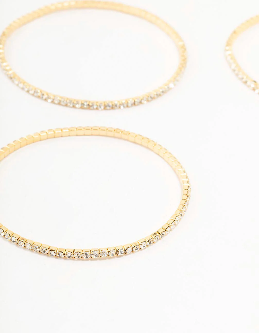 Gold Plated Stretch Cup Chain Tennis Bracelets 3-Pack - Image 2