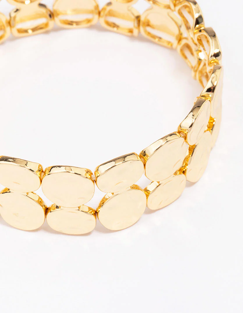 Gold Plated Stretch Hammered Bangle - Image 2