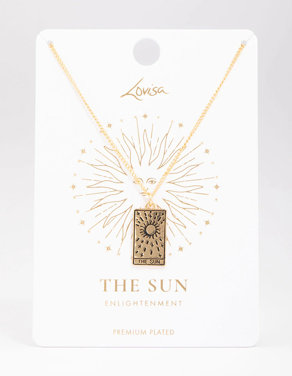 Gold Plated Sun Tarot Card Pendant Necklace - Image 2