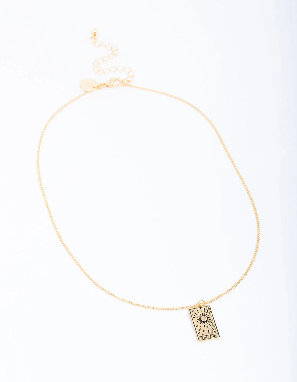 Gold Plated Sun Tarot Card Pendant Necklace - Image 3