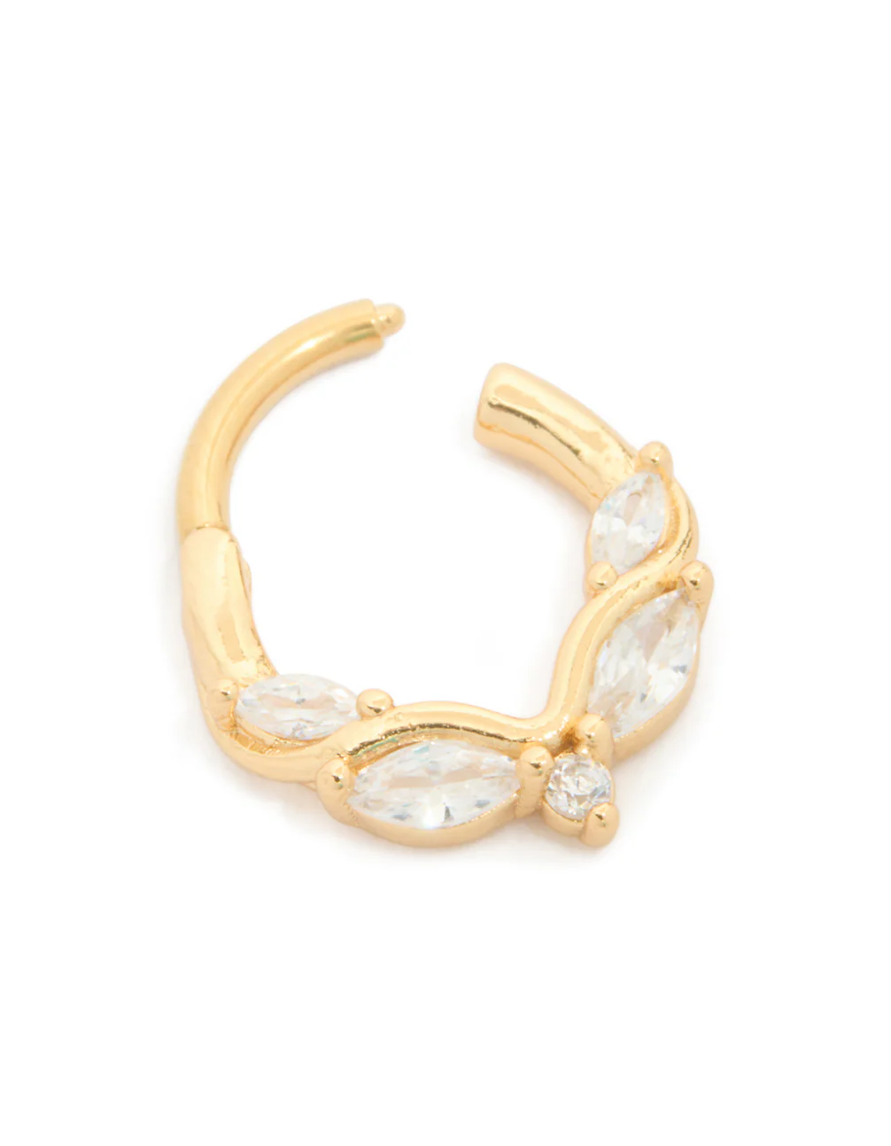 Gold Plated Surgical Steel 5 Cubic Zirconia Detail Clicker Ring - Image 3