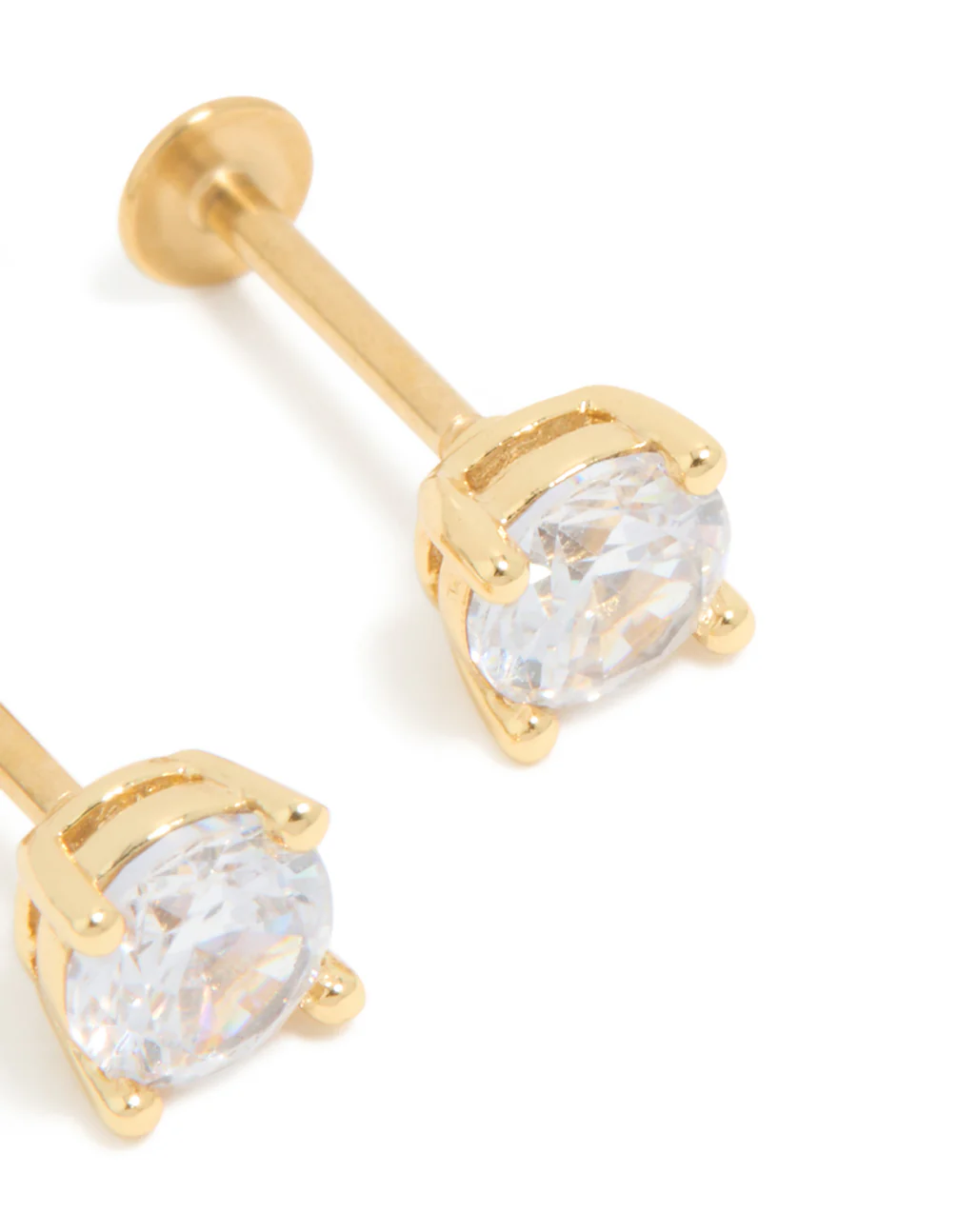 Gold Plated Surgical Steel 5mm Cubic Zirconia Flat Back Studs - Image 3