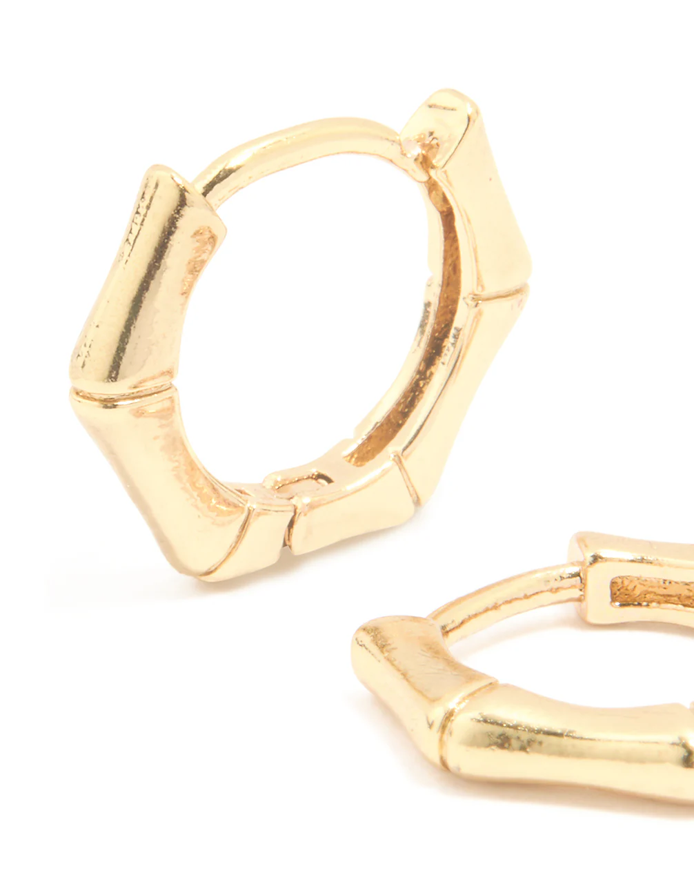 Gold Plated Surgical Steel Bamboo Clicker Earrings - Image 2