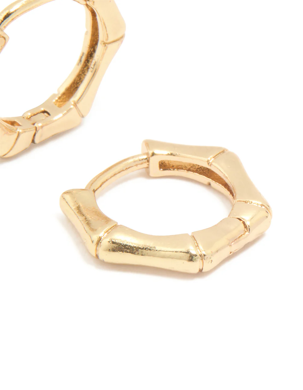 Gold Plated Surgical Steel Bamboo Clicker Earrings - Image 3