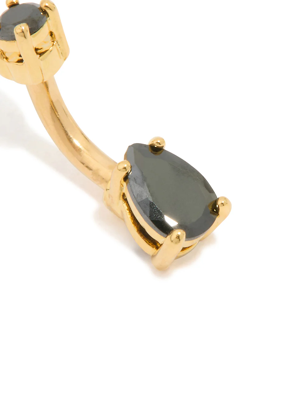 Gold Plated Surgical Steel Black Cubic Zirconia Belly Bar - Image 2