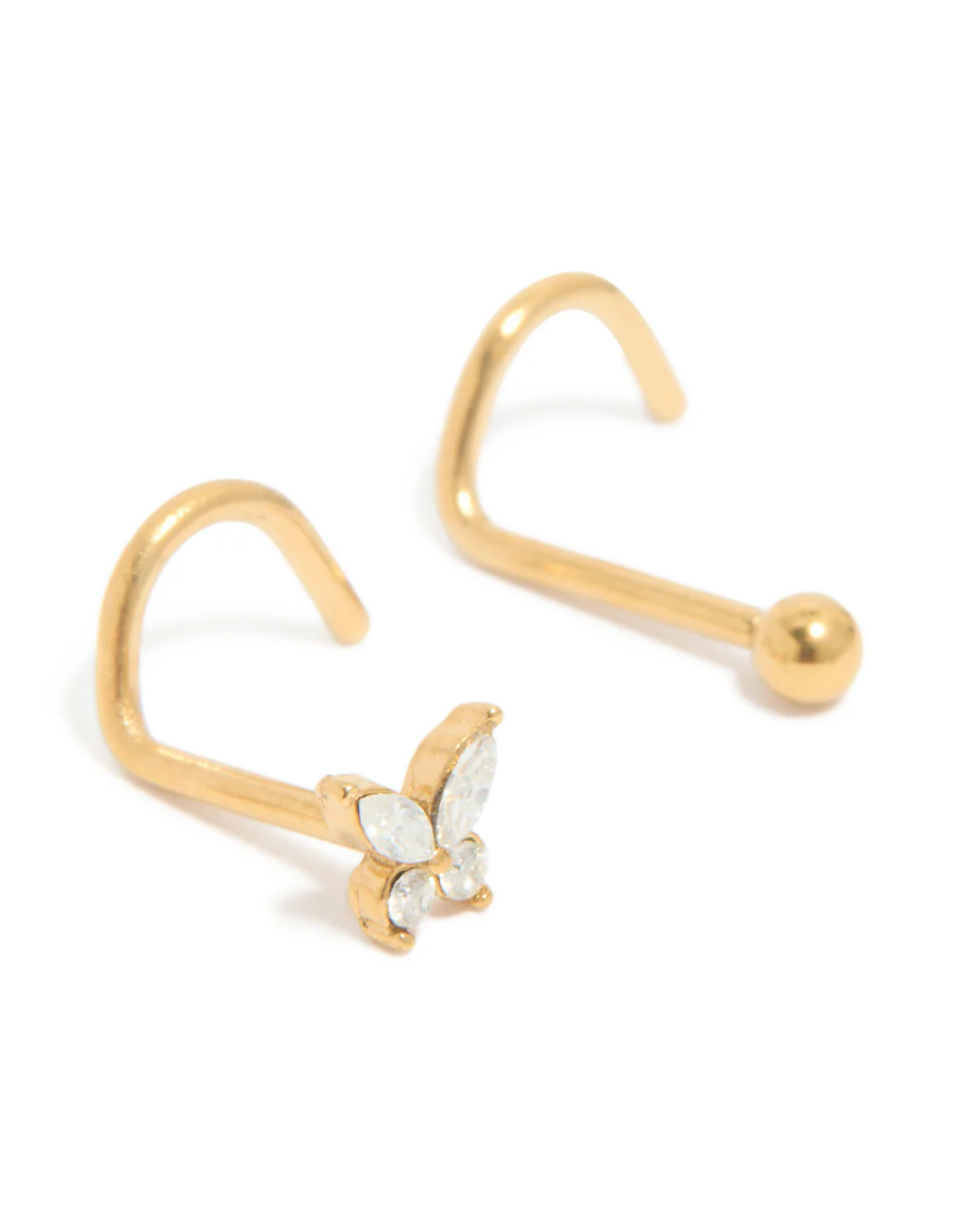 Gold Plated Surgical Steel Butterfly & Classic Nose Studs 3-Pack - Image 3