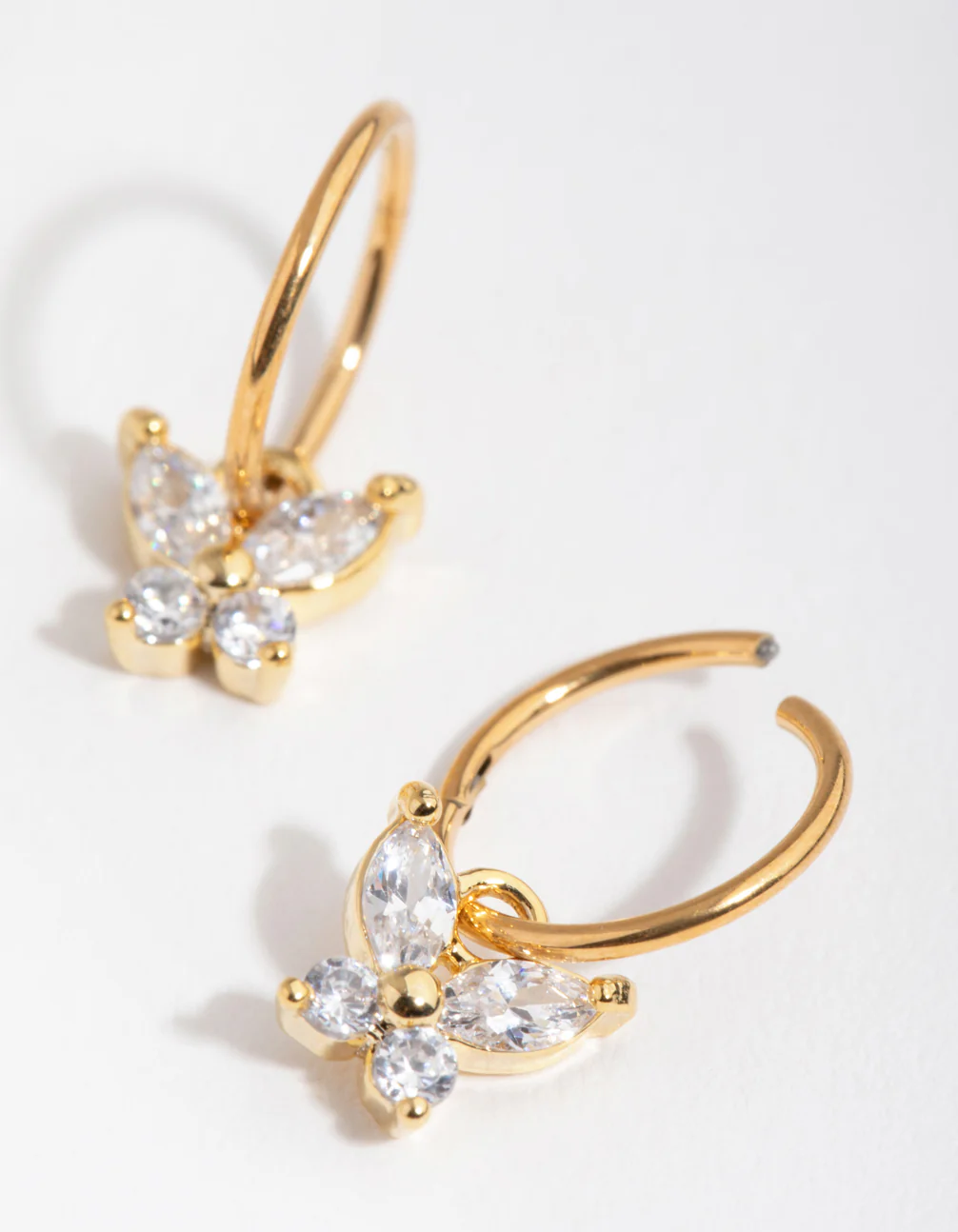 Gold Plated Surgical Steel Butterfly Sleeper Earrings - Image 2