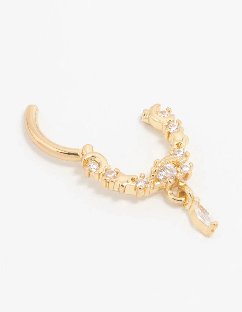 Gold Plated Surgical Steel Celestial Drop Clicker Ring - Image 2