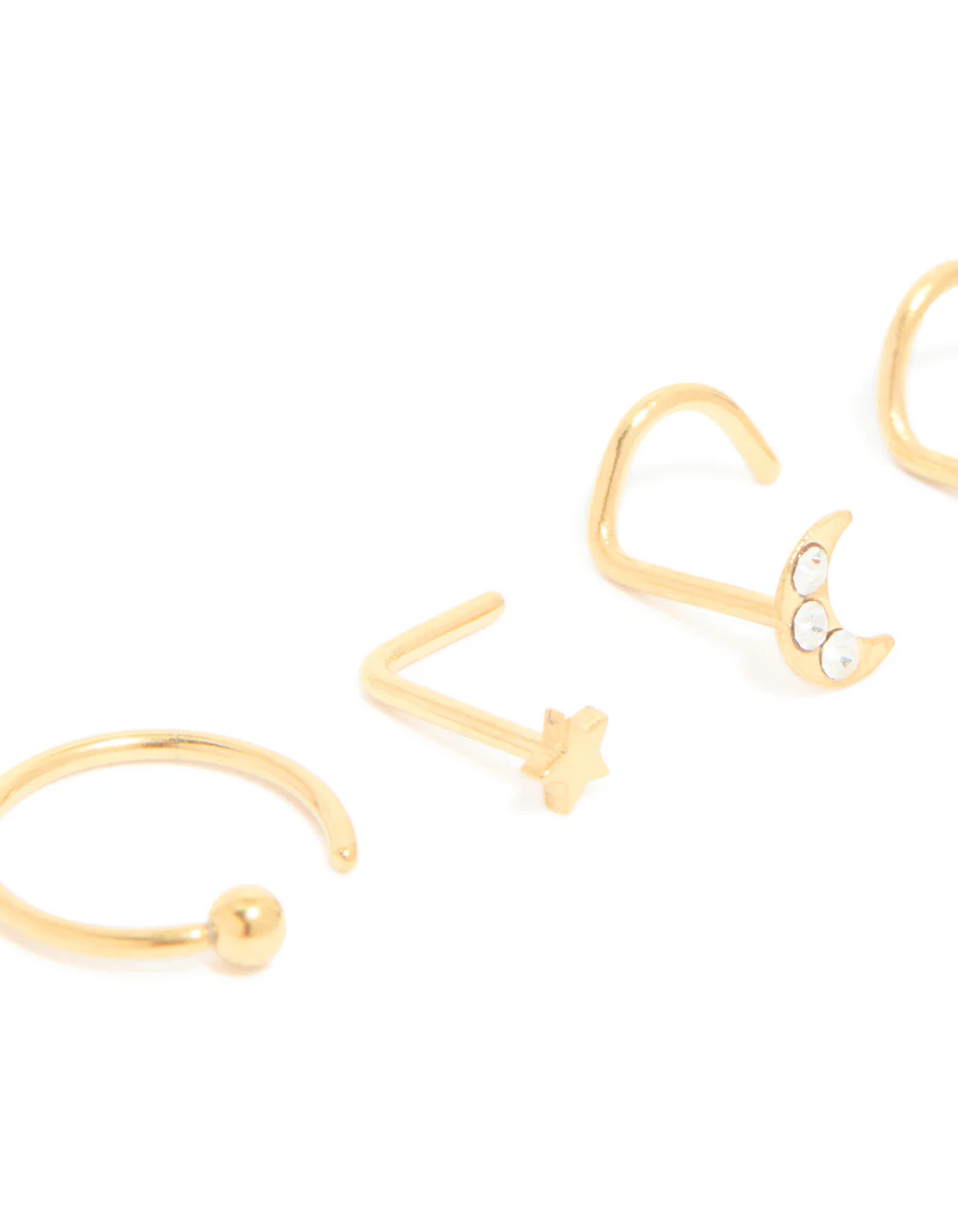 Gold Plated Surgical Steel Celestial Nose Studs & Rings 6-Pack - Image 2