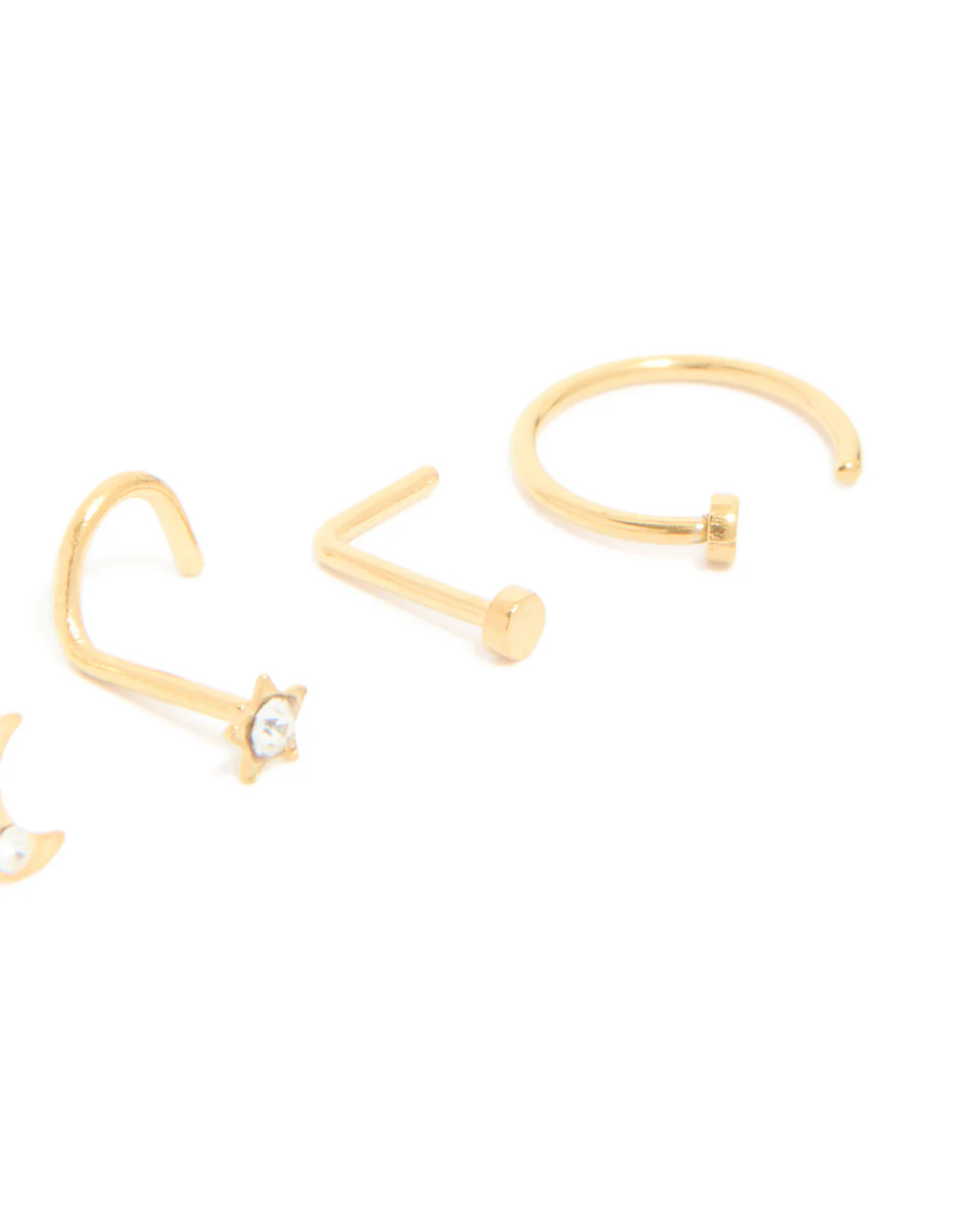 Gold Plated Surgical Steel Celestial Nose Studs & Rings 6-Pack - Image 3