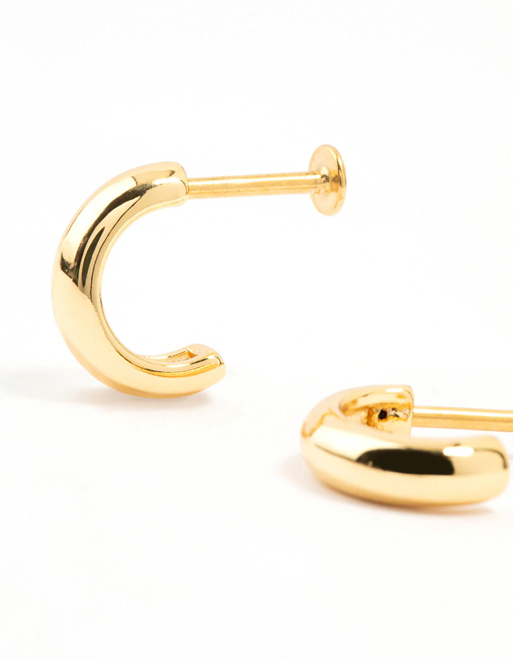 Gold Plated Surgical Steel Chunky Hoop Flat Backs 2-Pack - Image 2