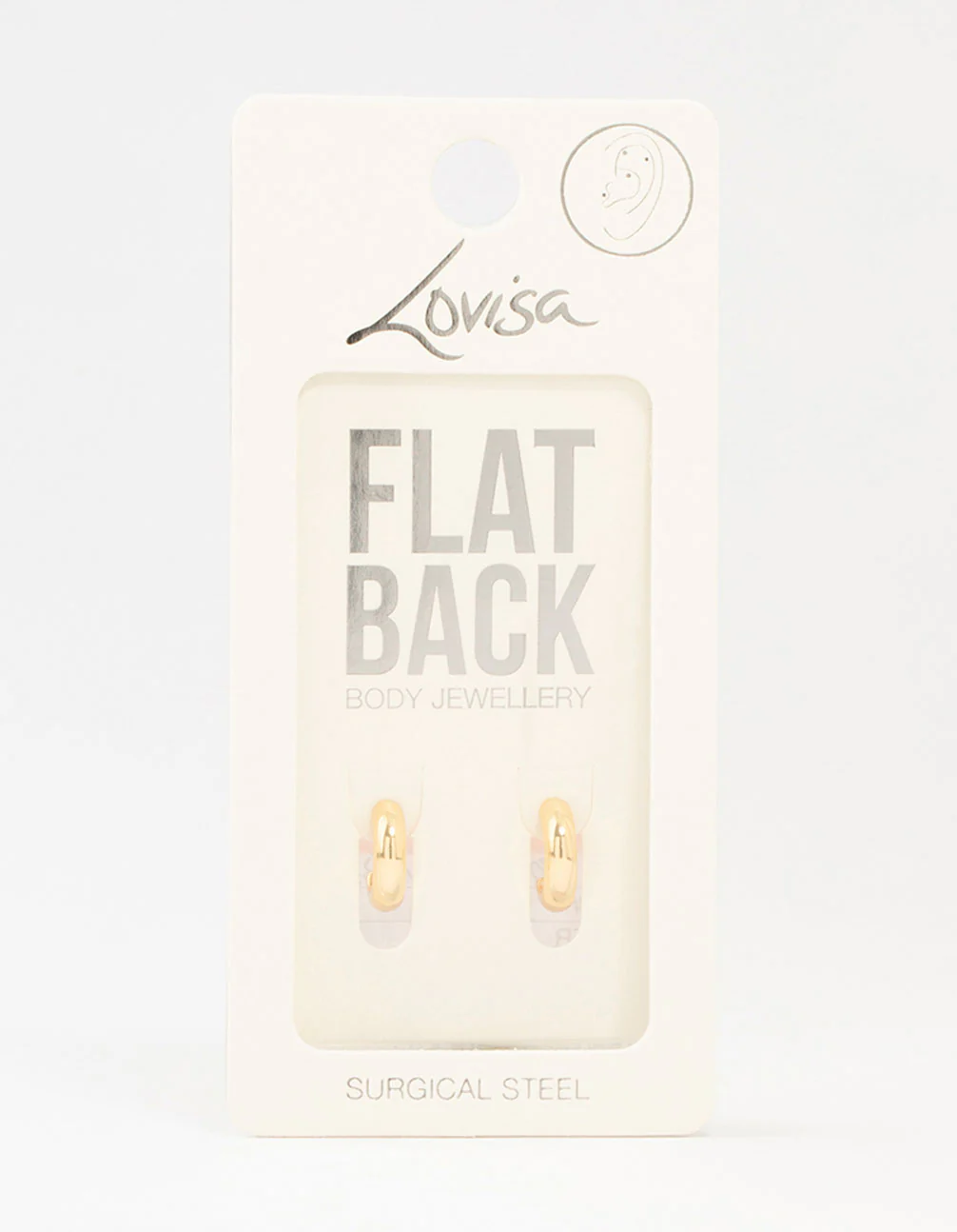 Gold Plated Surgical Steel Chunky Hoop Flat Backs 2-Pack - Image 3