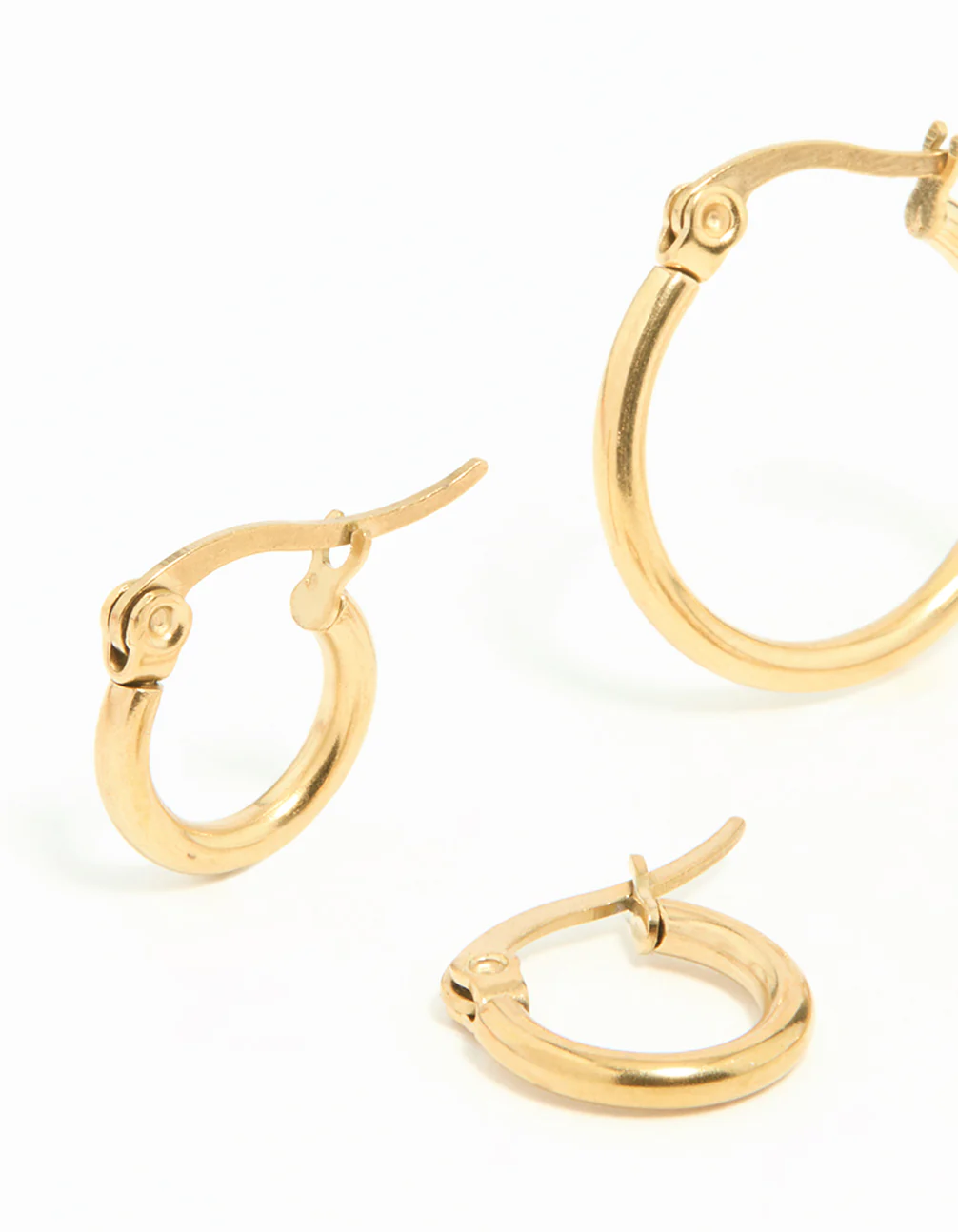 Gold Plated Surgical Steel Clasp Hoop Earrings 2-Pack - Image 4