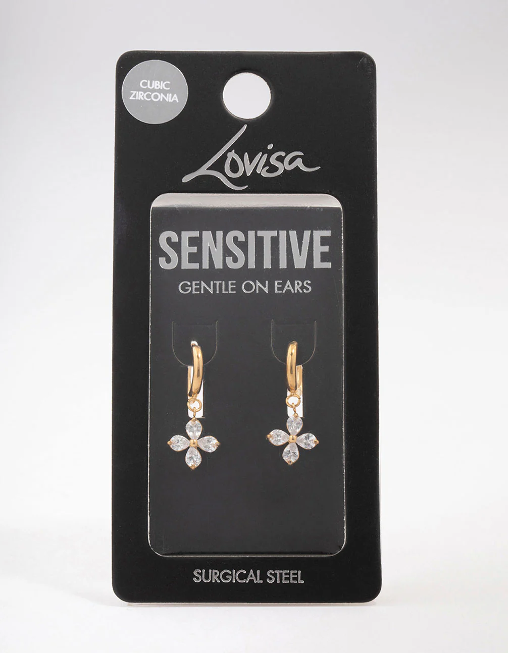 Gold Plated Surgical Steel Flower Huggie Hoop Earrings - Image 3