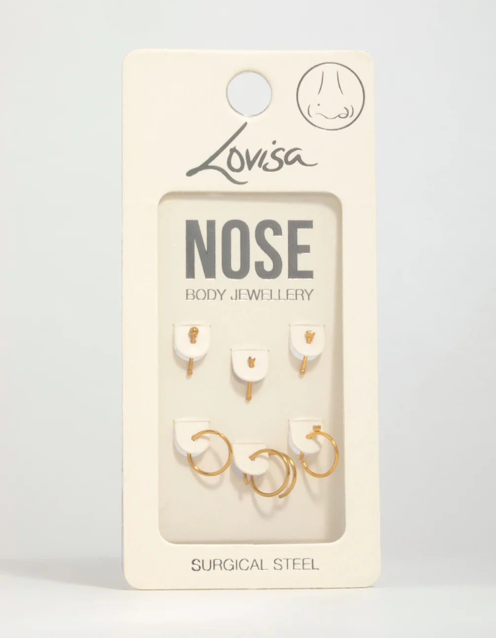 Gold Plated Surgical Steel Cubic Zirconia Bezel Nose Piercings 6-Pack - Image 3