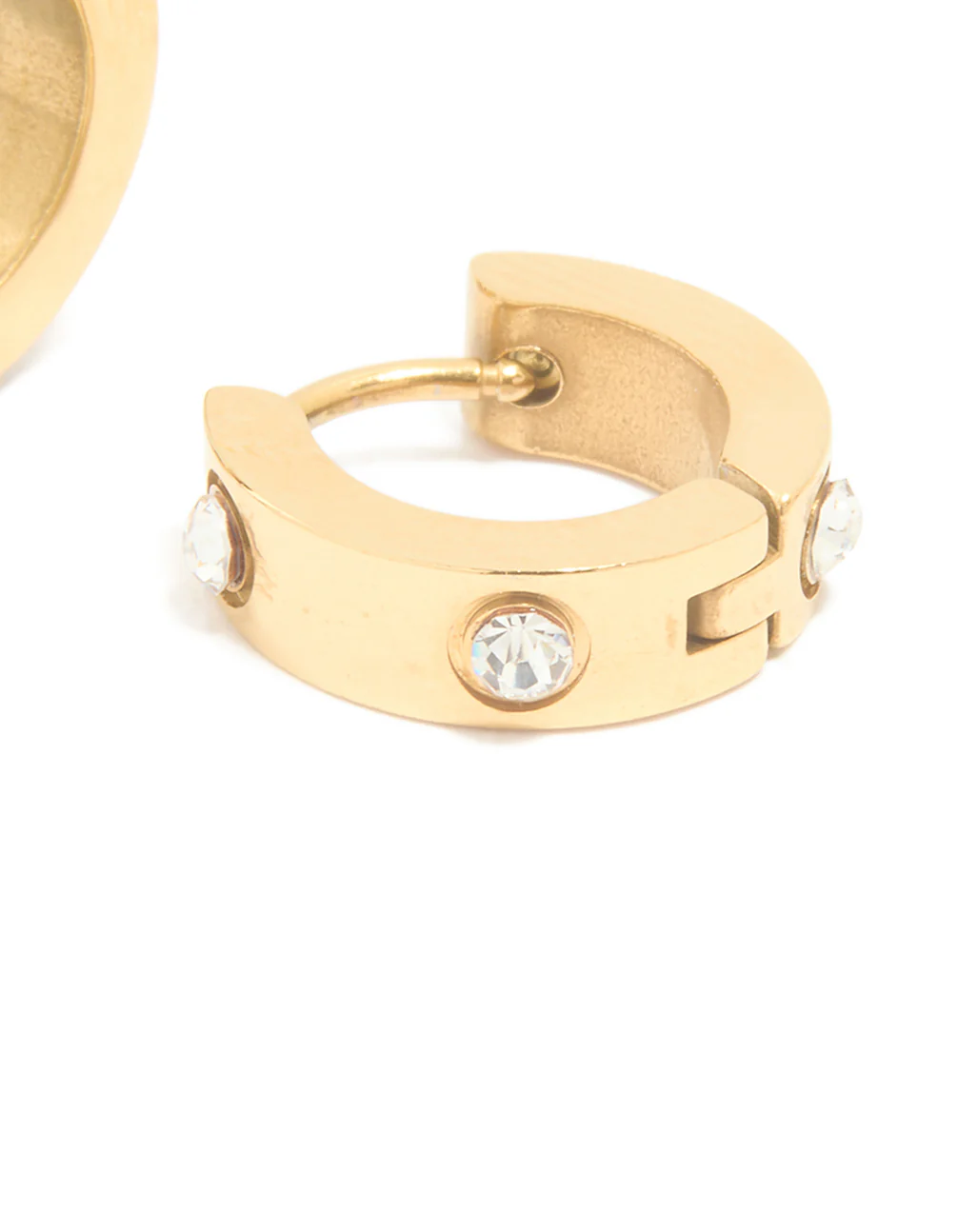 Gold Plated Surgical Steel Cubic Zirconia Chunky Hoop Earrings - Image 3