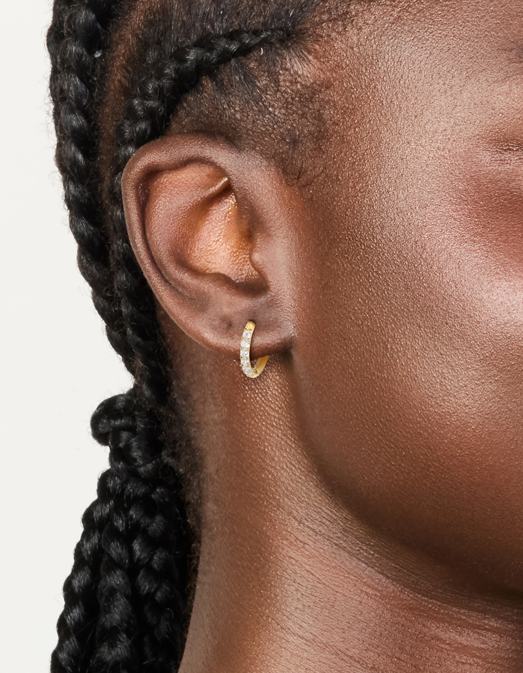 Gold Plated Surgical Steel Cubic Zirconia Chunky Sleeper Earrings - Image 2