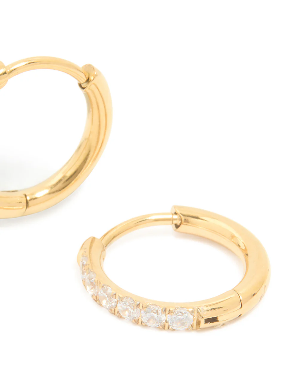 Gold Plated Surgical Steel Cubic Zirconia Chunky Sleeper Earrings - Image 5