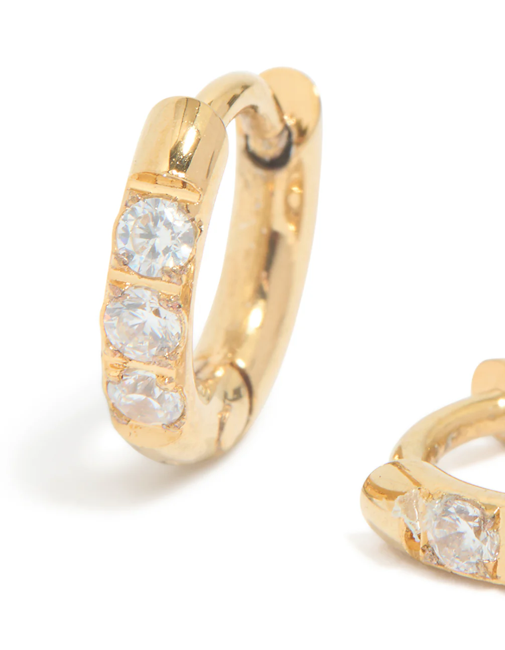 Gold Plated Surgical Steel Cubic Zirconia Classic Hoop Earrings 6 MM - Image 3