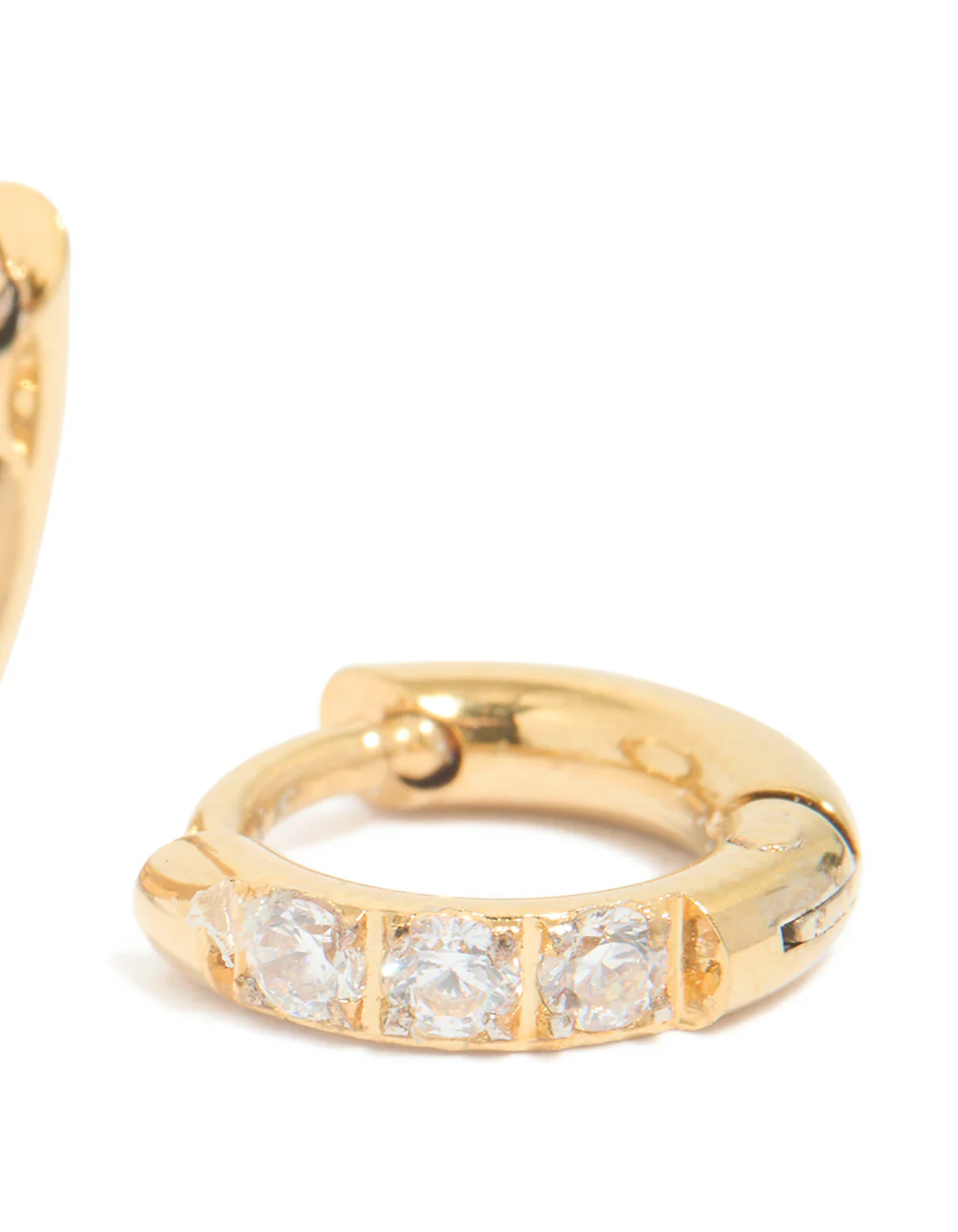 Gold Plated Surgical Steel Cubic Zirconia Classic Hoop Earrings 6 MM - Image 4